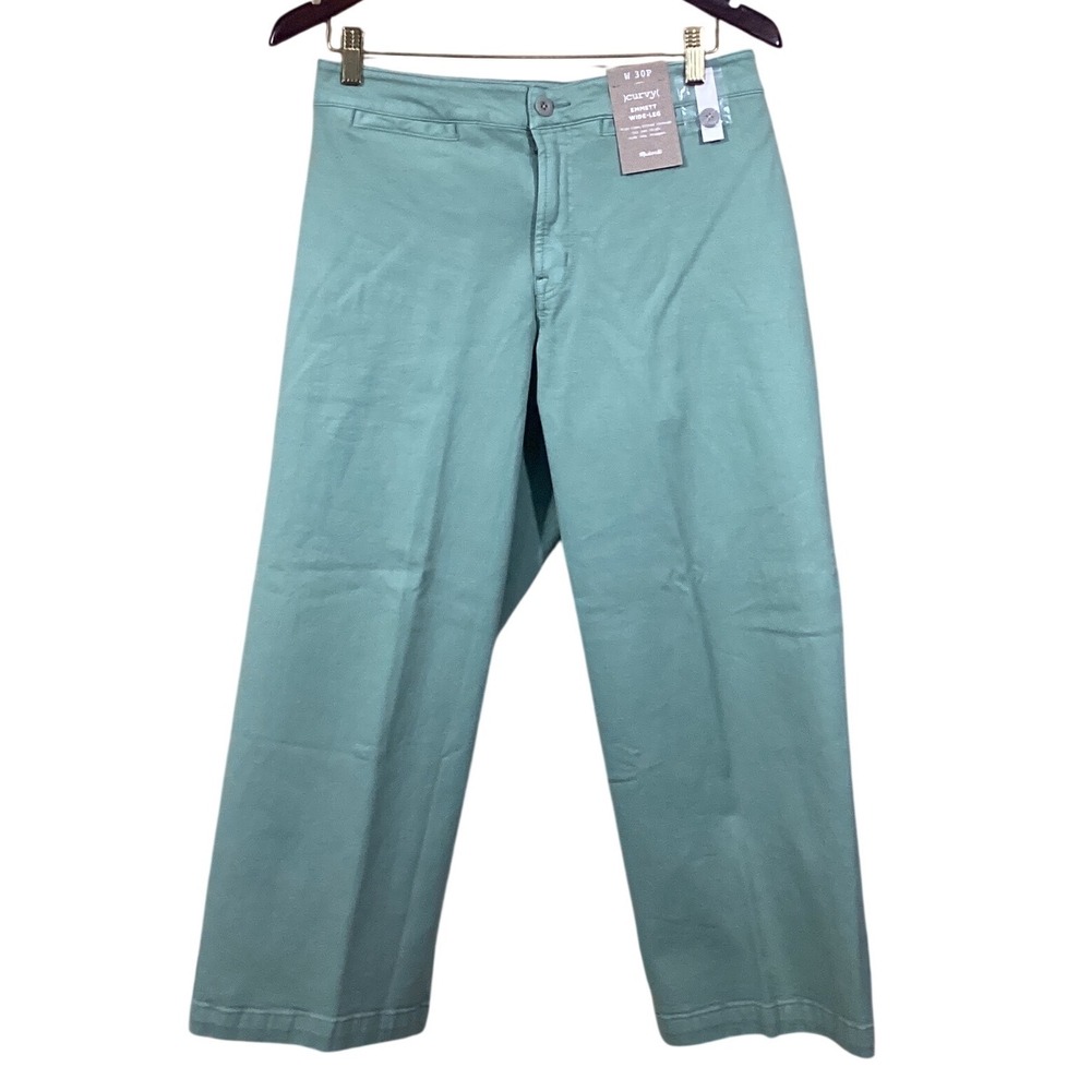 Madewell Curvy Emmett Wide-Leg Cropped Pants Sage Green 30P NP400